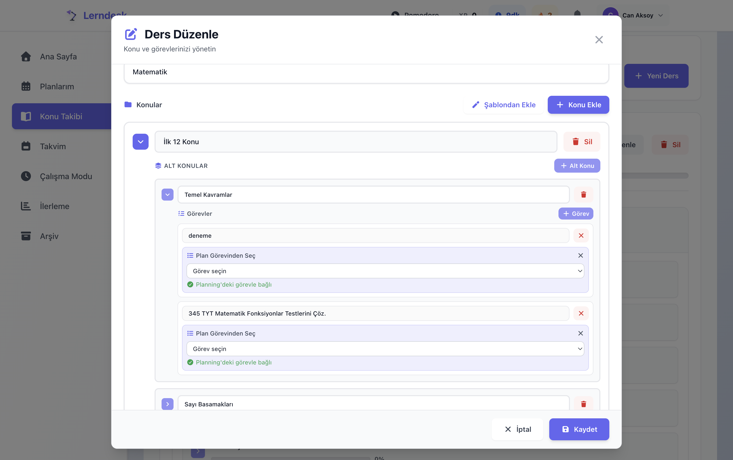 Konu Takibi Arayüz Görseli